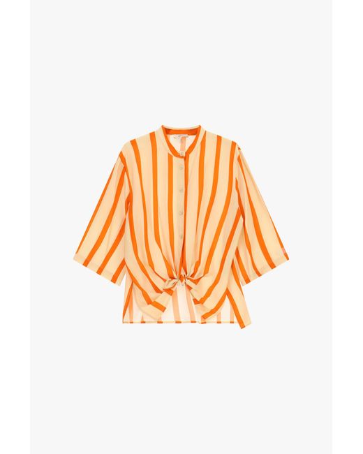 Chemise À Rayures Avec Nœud Devant Et Manches 3/4 Dixie en coloris Orange