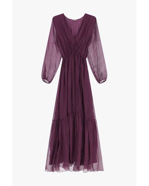 Robe Longue À Manches Longues Et Col En V Dixie en coloris Purple