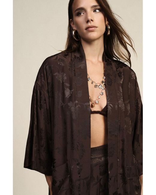 Blazer Ample À Motif Floral Jacquard Avec Poches Dixie en coloris Brown