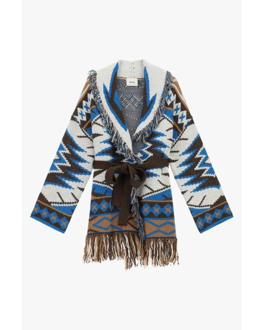 Cardigan Con Frange E Cintura di Dixie in Blue