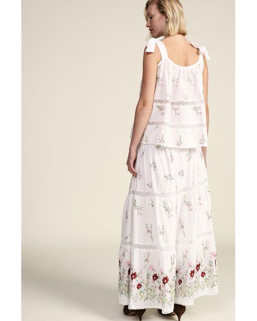 Jupe Longue Évasée À Motif Fleuri Taille Haute Dixie en coloris White
