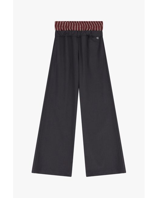 Pantalon Palazzo Taille Haute Avec Ceinture Élastique Contrastante Dixie en coloris Blue