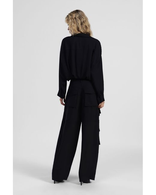 Pantalon Palazzo Taille Haute À Grandes Poches Dixie en coloris Black