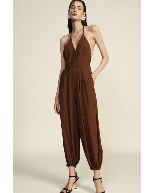 Combinaison Ample À Col Halter Et Bas Élastiqué Dixie en coloris Brown