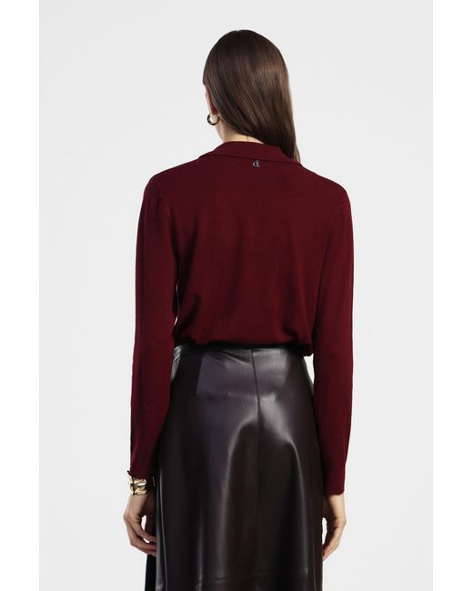 Maglione Pullover Collo Polo Maniche Lunghe di Dixie in Red