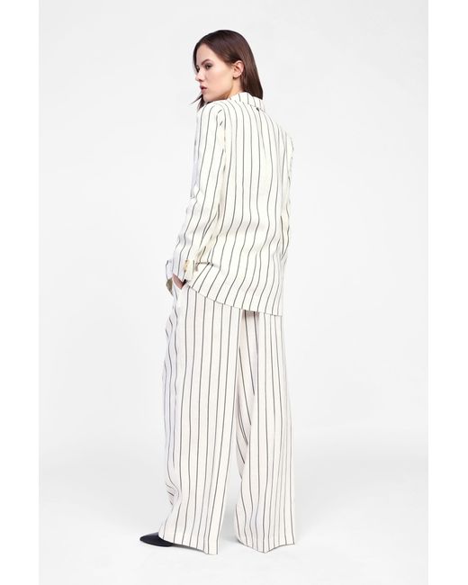 Pantaloni Ampi A Righe A Vita Alta di Dixie in White