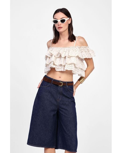 Top Con Balze E Spalline Sottili di Dixie in Blue