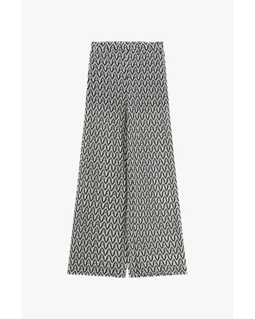 Pantalon Évasé À Motif Zigzag Dixie en coloris White