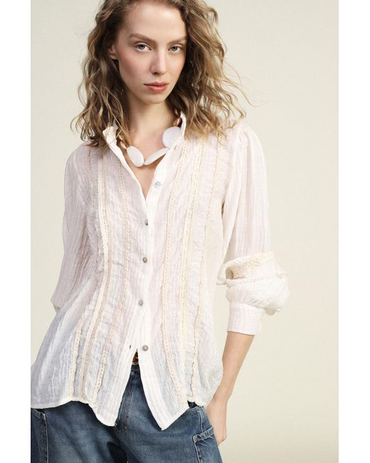 Camicia Con Maniche Lunghe E Inserti di Dixie in White