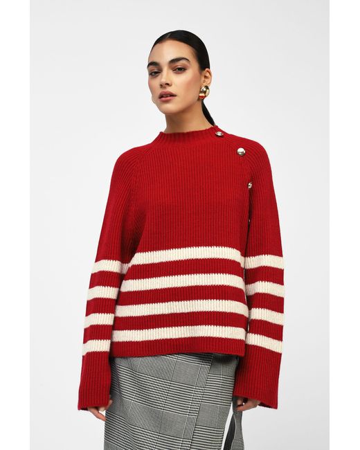 Maglione A Righe Con Bottoni di Dixie in Red
