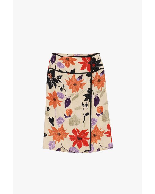 Jupe Midi Taille Haute À Motif Fleuri Dixie en coloris Red