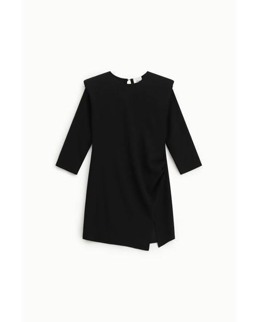 Robe Courte Épaules Structurées Pli Côté Dixie en coloris Black