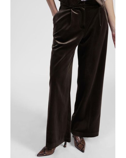 Pantaloni Palazzo Vita Alta Con Pince di Dixie in Blue