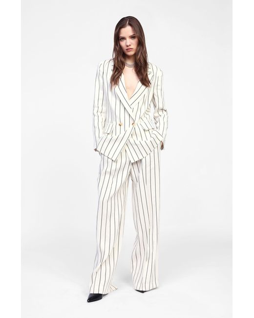 Pantaloni Ampi A Righe A Vita Alta di Dixie in White