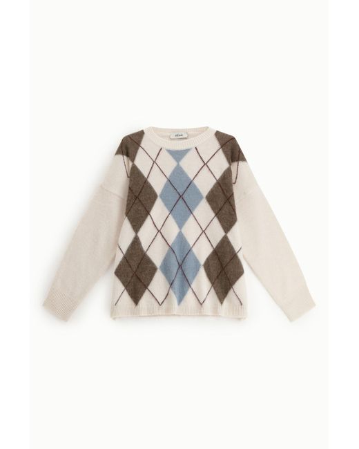 Pull Col Rond À Motif Losanges Manches Longues Dixie en coloris White