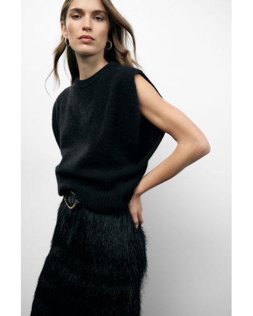 Pull Sans Manches Col Rond Coupe Ample Dixie en coloris Black