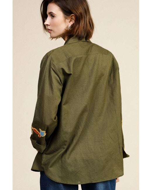 Veste Ample À Broderies Florales Et Poches Dixie en coloris Green