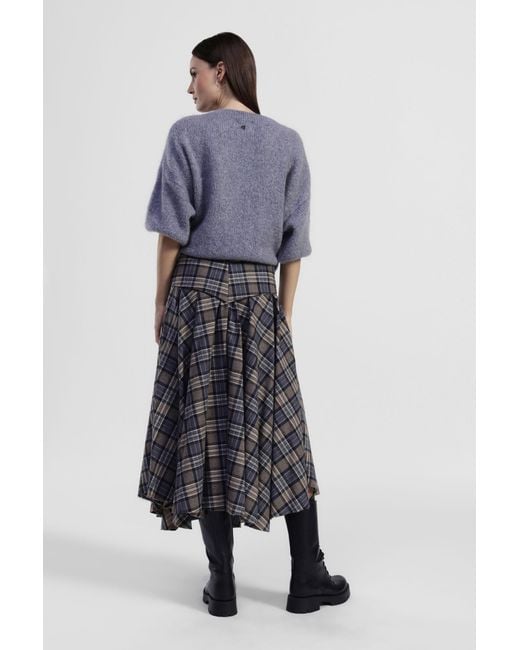 Jupe Longue À Carreaux Taille Haute Avec Nœud Dixie en coloris Blue