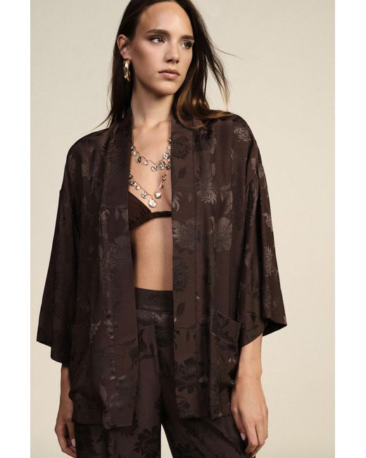 Blazer Ample À Motif Floral Jacquard Avec Poches Dixie en coloris Brown