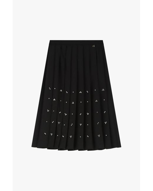 Gonna Midi Plissé Vita Alta Con Dettagli Applicati di Dixie in Black