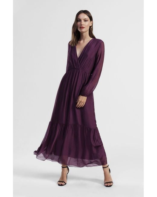 Robe Longue À Manches Longues Et Col En V Dixie en coloris Purple