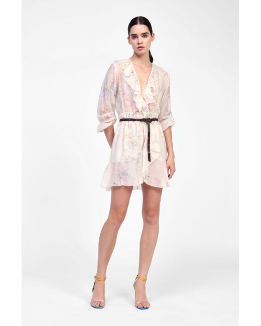 Robe Courte Imprimée Avec Volants Dixie en coloris Multicolor
