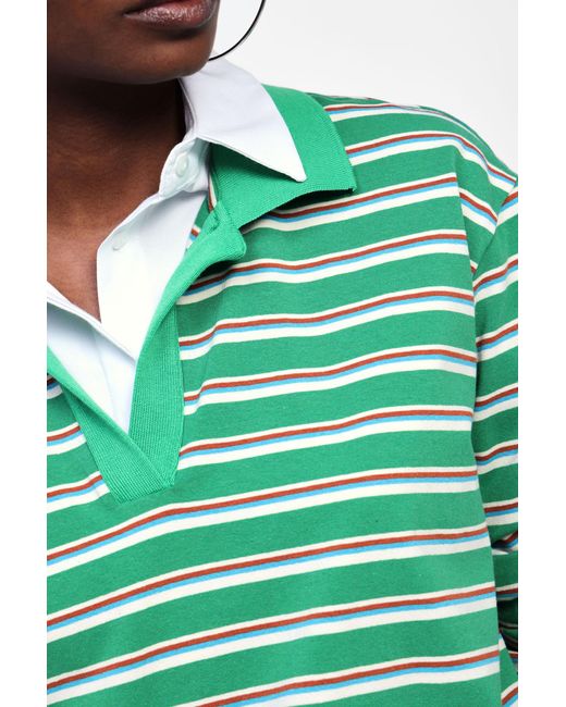 Polo A Righe Con Maniche Lunghe di Dixie in Green