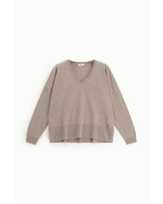 Maglione Girocollo Ampio Con Maniche Lunghe di Dixie in Natural