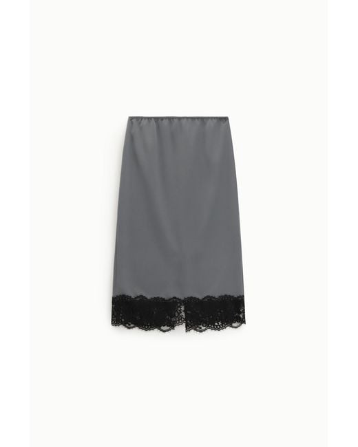Gonna Midi Tinta Unita Con Bordo di Dixie in Gray