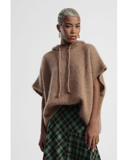 Poncho Maille À Capuche Et Cordon Dixie en coloris Natural