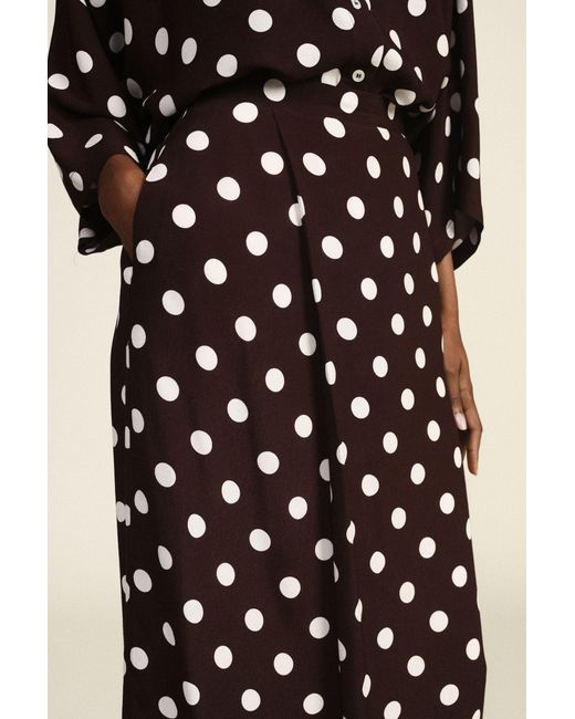 Jupe Longue Taille Haute À Pois Imprimés Dixie en coloris Brown