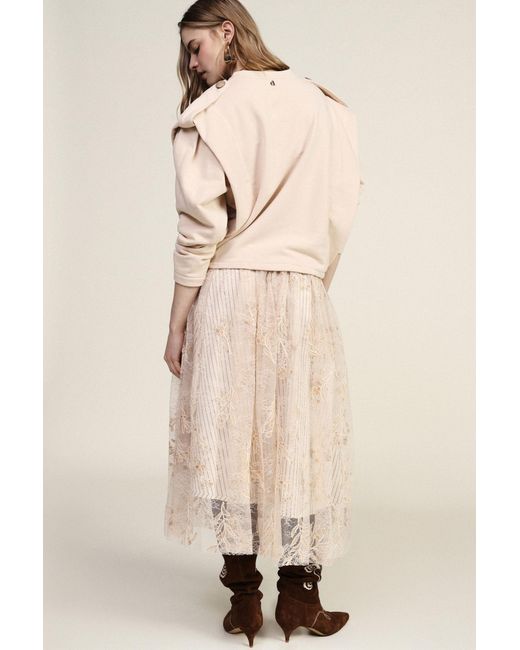 Jupe Longue Brodée À Motif Fleuri Taille Haute Dixie en coloris White