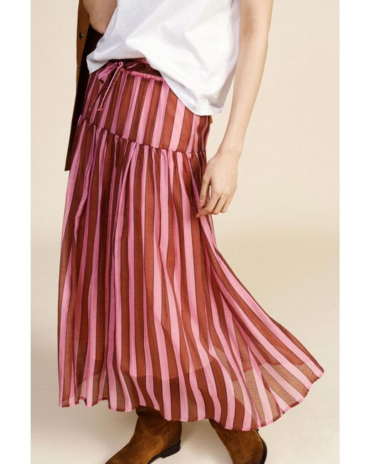 Jupe Longue À Rayures Taille Haute Avec Cordon Dixie en coloris Red