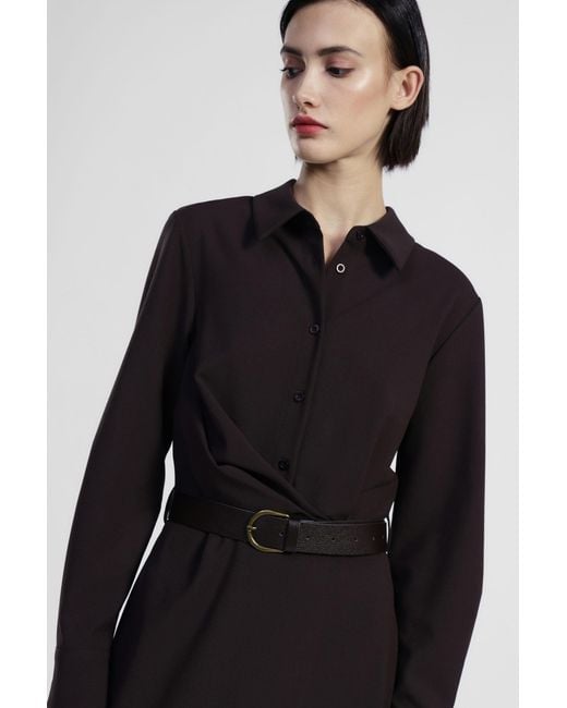 Abito Lungo Con Cintura E Colletto Classico di Dixie in Black