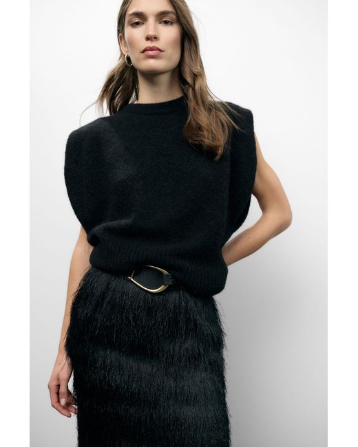 Pull Sans Manches Col Rond Coupe Ample Dixie en coloris Black