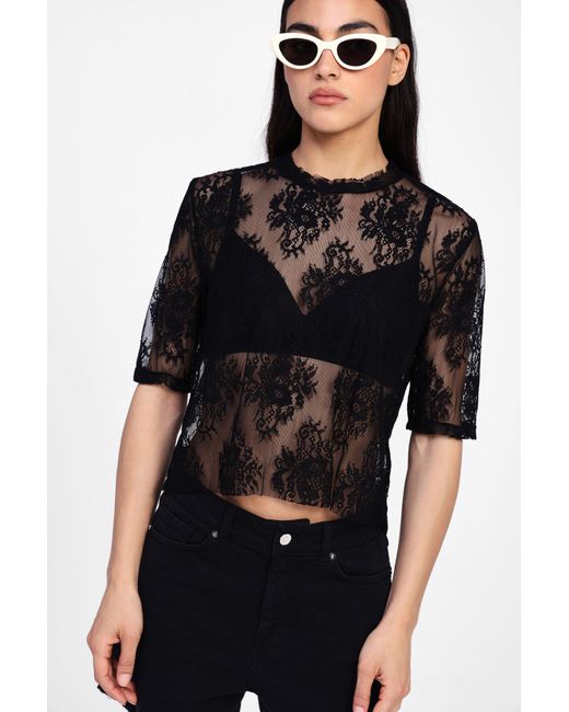 T-Shirt Stampa Floreale E Maniche di Dixie in Black