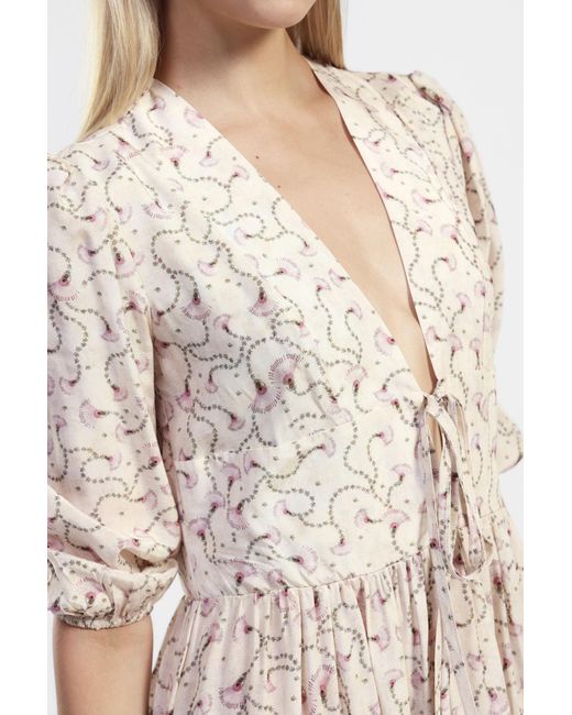 Robe Courte Imprimée Col V Dixie en coloris White