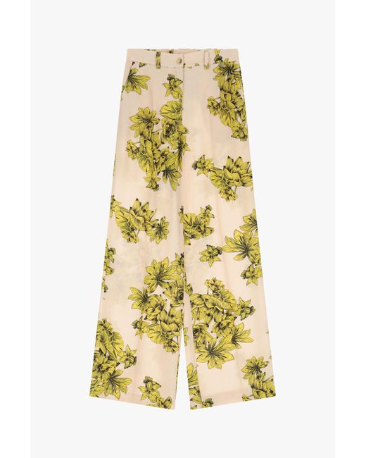 Pantaloni Ampia Stampa Floreale di Dixie in Metallic