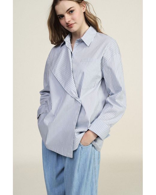 Chemise Rayée À Col Classique Et Fermeture Asymétrique Dixie en coloris Blue