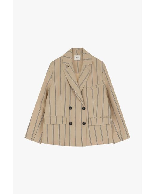 Blazer A Righe Con Doppio Petto di Dixie in Natural