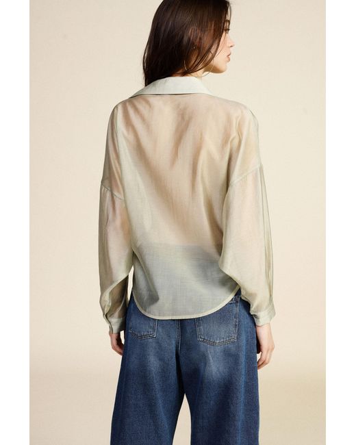 Camicia Semitrasparente Con Pizzo E Collo Classico di Dixie in Green