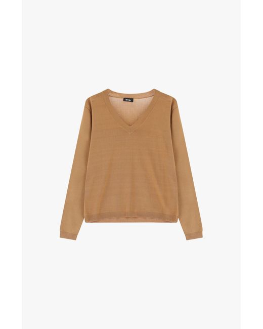 Pull Col V À Manches Longues Dixie en coloris Natural