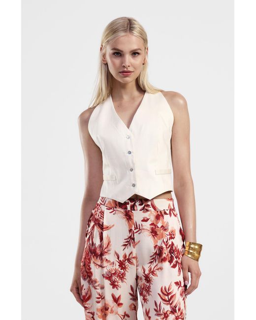 Top Sans Manches À Col En V Dixie en coloris White