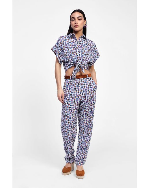 Pantalon Imprimé Taille Haute Dixie en coloris Blue