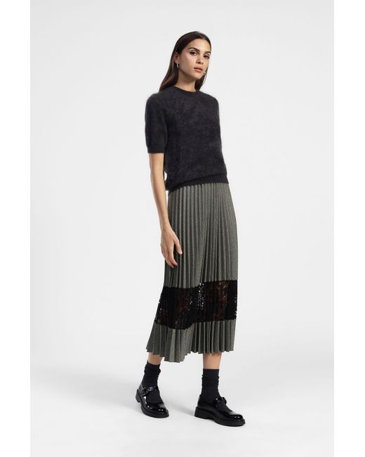 Jupe Midi Plissée Avec Bande De Dentelle Dixie en coloris Green