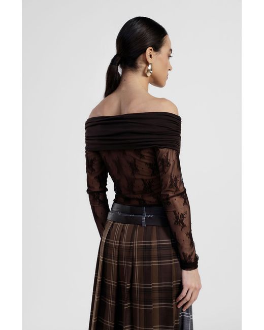 Top Transparent À Manches Longues Et Encolure Bardot Dixie en coloris Black