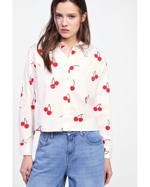 Camicia Con Stampa Ciliegie E Bottoni di Dixie in White