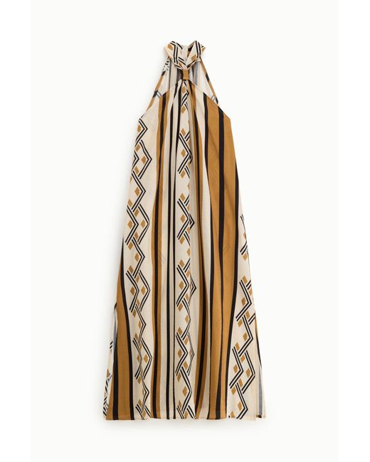 Robe Longue À Motif Géométrique Et Col Noué Dixie en coloris Metallic