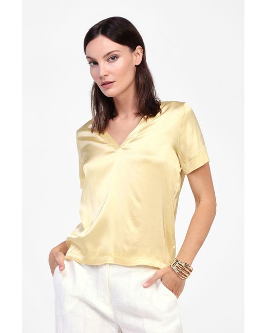 T-Shirt Con Scollo A V E Maniche Corte di Dixie in Natural