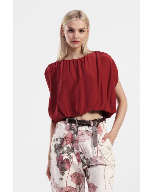 Top Ample À Manches Courtes Dixie en coloris Red